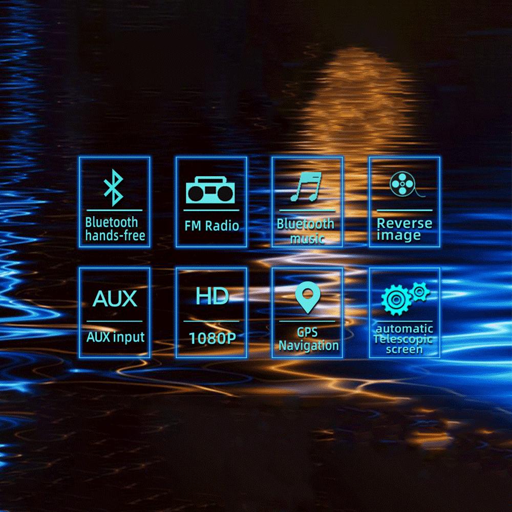 Hikity 1 din 7 "Авто Телескопический Автомобильный Радио Авторадио Автомобильный плеер Поддержка GPS BT Громкая связь FM USB SD Камера заднего вида DVR Управление на рулевом колесе