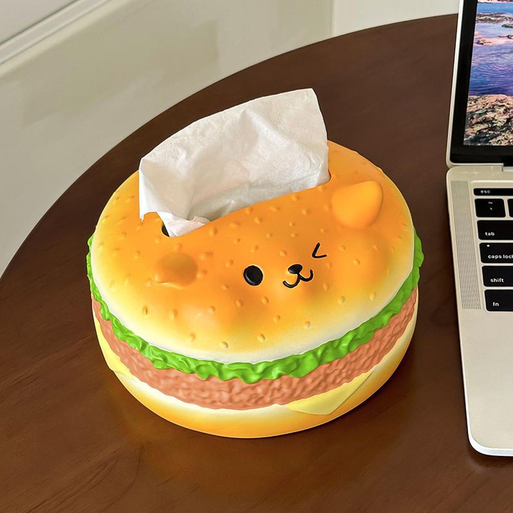 Figure Model Burger Dog Tissue Box Decorative Hamburger Fun Tissue Box  Home Decoration