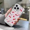 For Soft Clear Phone Case For iPhone 15 Cases iPhone 14 13 12 11 Pro Max XS X XR 7 8 15 14 Plus SE 2020 Cherry Bowknot Pattern Cover