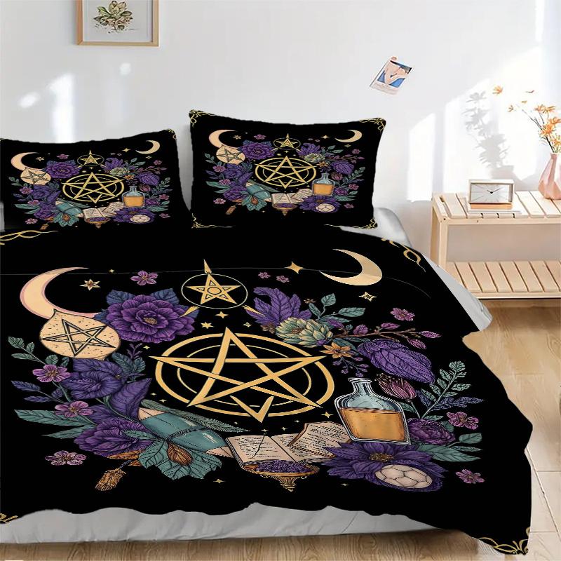 3pcs Flower Art Bedding Set, Including 1 Quilt Cover and 2 Pillow Shams, Without Filling, Soft and Comfortable Home Bedroom N033