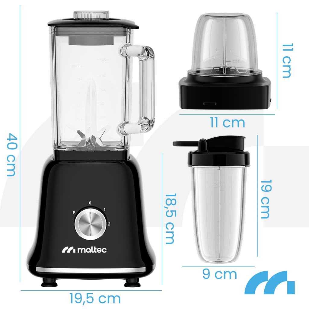 Стационарный блендер Maltec BL1800W с измельчителем и бутылками для take-away