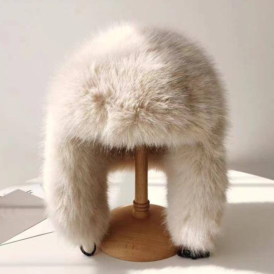 Плюшевая шапка Lei Feng, однотонная женская зимняя шапка, термошапка из искусственного меха лисы с длинной защитой ушей
