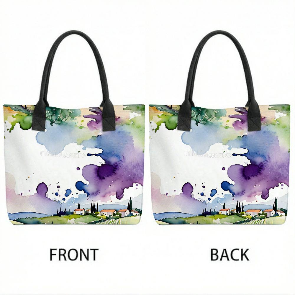 Watercolor Tote Bag for Women Stylish Printed Large Capacity Shoulder Handbag for Daily Use