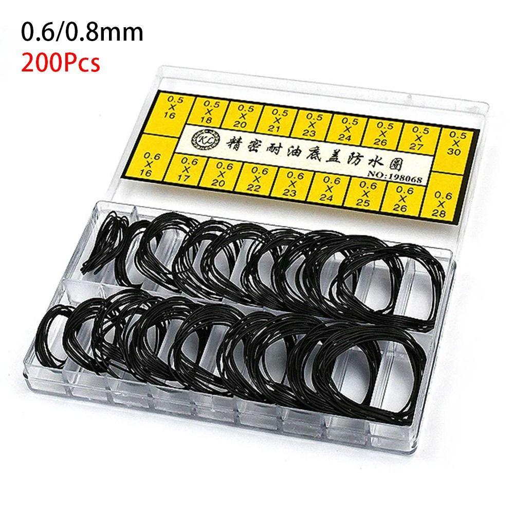200Pcs/Set Repair Tools Rubber O-Ring Waterproof O-Ring Gasket Durable Watch Back Case Rubber