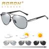 aoron Fashion Metal Frame Photochromic Polarized Sunglasses Outdoor Vintage Anti Glare Driving Glasses UV Protection Eyewear