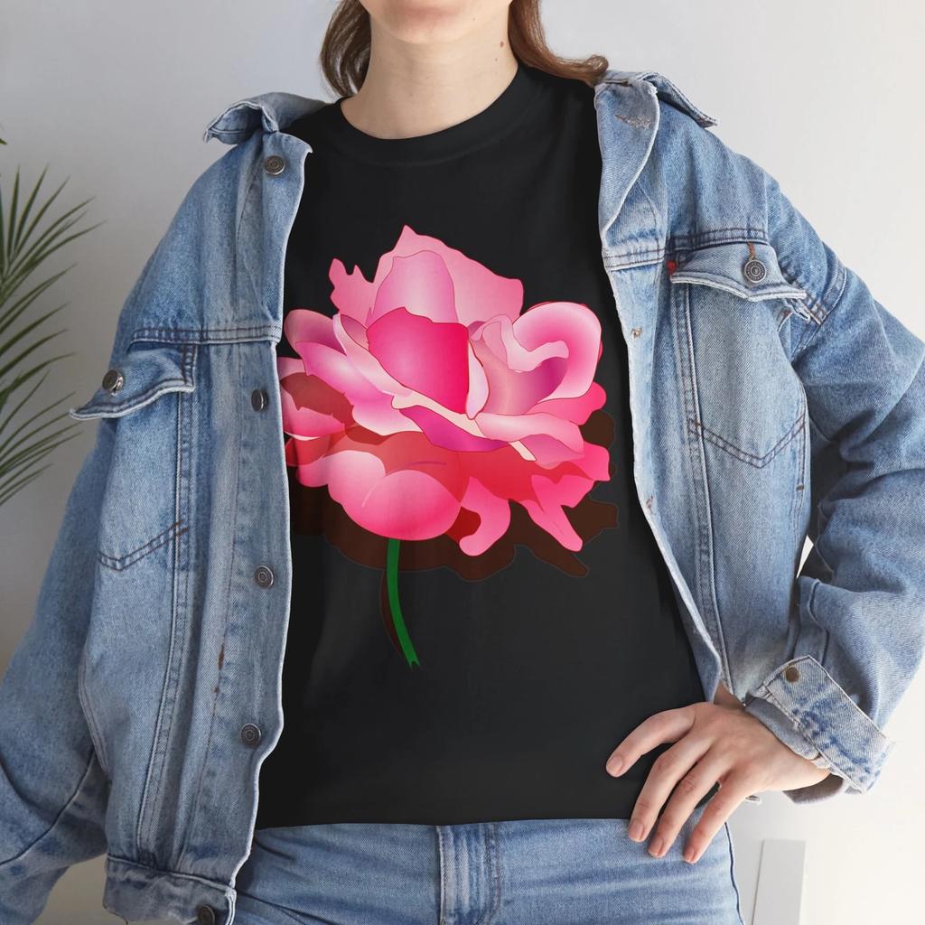 Monochrome Floral T-shirt Tops Tees Unisex - Black & White Flower Tee for Minimalists