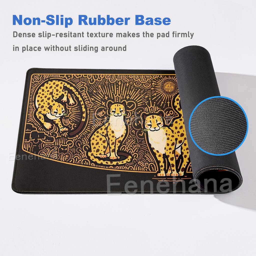 Cute Leopard Card Mouse Pad XXL Non-slip Laptop Big Cat Desk Keyboard Office Carpet Laptop Setup Gaming Decoration Dark Tablepad