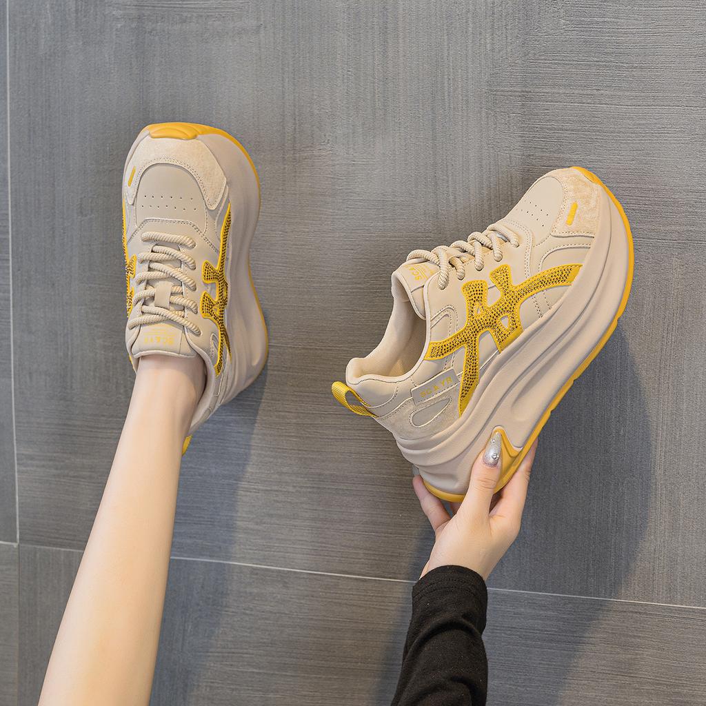 2025 Korean Version of Platform Versatile Forrest Gump Shoes Women's New Autumn and Winter Heightening Breathable Heightening Casual and Comfortabl