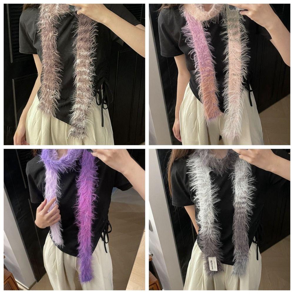 Субкультура Y2K искусственный мех шарф Harajuku чокер стример модный узкий длинный шарф для женщин