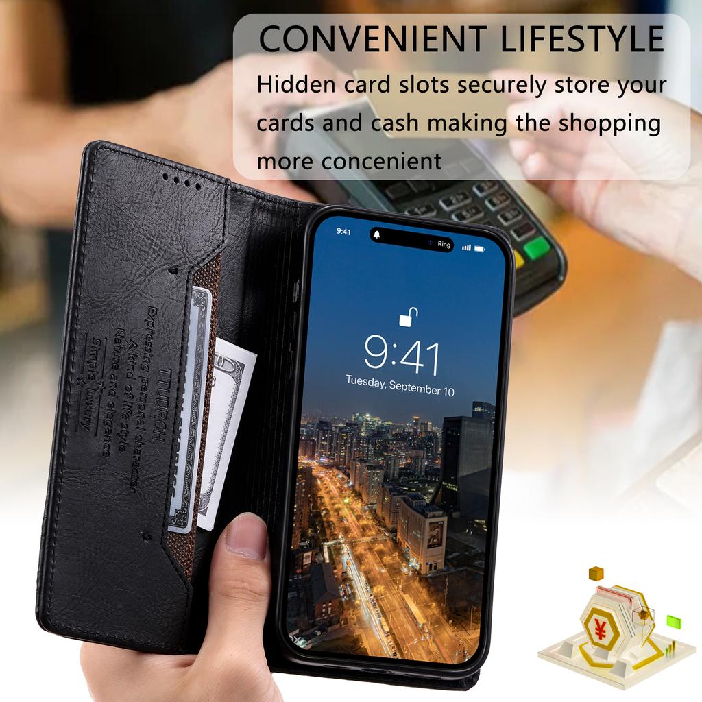 Откидной чехол-кошелек с защитой от кражи, магнитный кожаный чехол для iPhone 15, 14, 13, 12, 11 Pro Max XS MAX 8P 7P/Samsung S23 S22 S21 Ultra Plus A14 A54 A13 A53