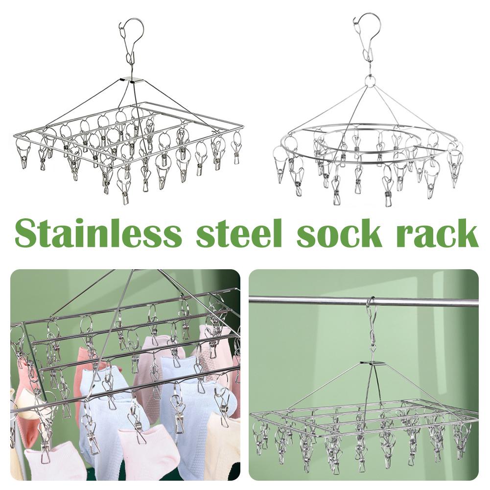 Stainless Steel Hosiery Rack Stainless Steel Sock Drying Hanger Household Rack Household Organizer Multifunctional Supplies