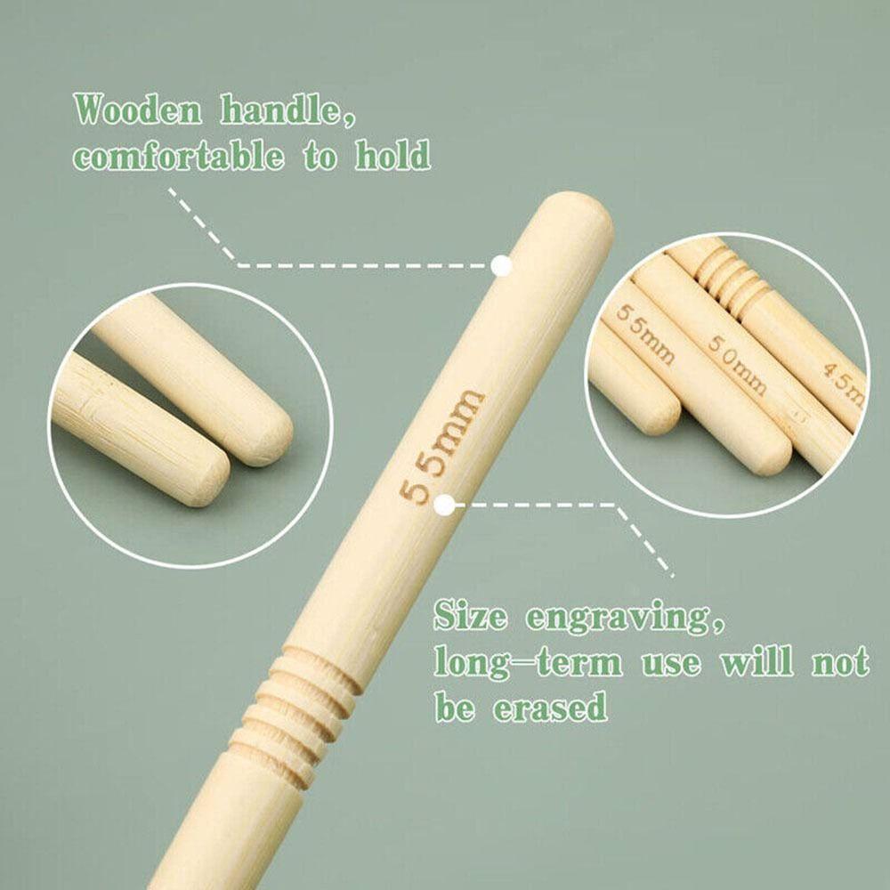 Набор крючков для вязания с бамбуковой ручкой ручной работы Спицы для свитера Крючки для вязания Инструменты для вязания Аксессуары