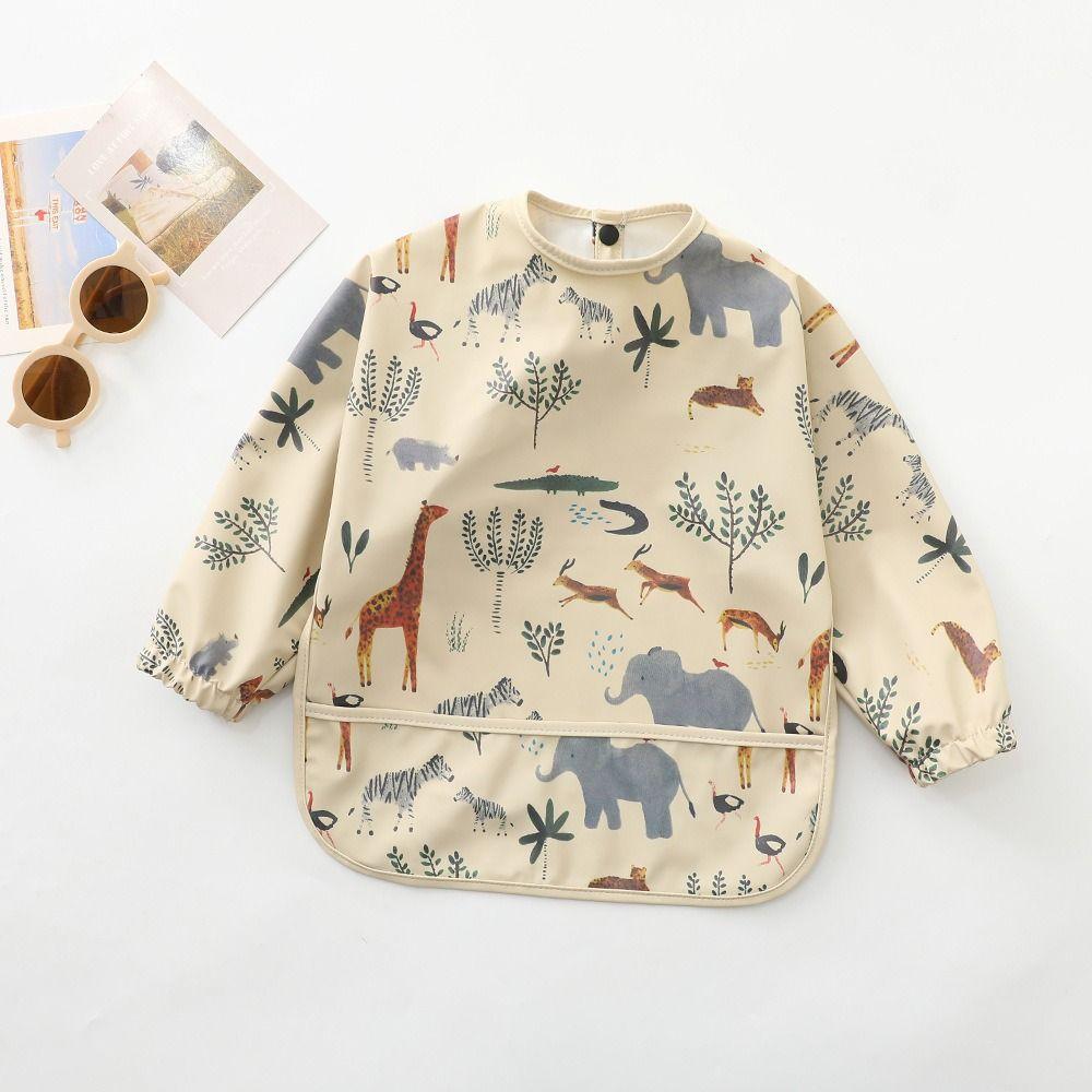 Full Sleeve Mess Proof Baby Bib Machine Washable Baby Smock Soft Full Coverage Apron Baby