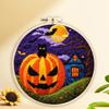 Halloween Needle Felting Kit Beginner Felt Craft Set DIY Felt Painting with Faux Wool Needle Frame Stamped Fabric for Adults Handcraft Lovers