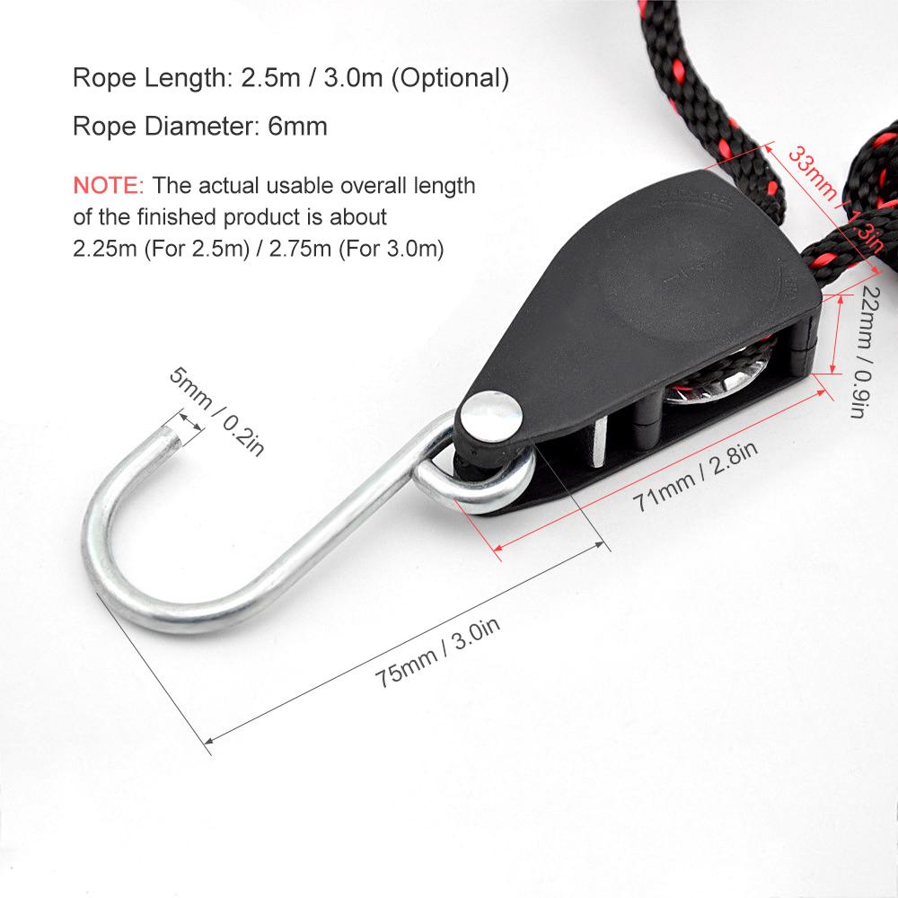 2 шт. ремни для каяка, веревки с храповым шкивом, регулируемая вешалка для веревок, рабочая нагрузка до 299,8 фунтов