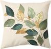 4Pcs Gold Green Leaf Cushion Covers, Modern Botanical Pillow Cases For Sofa Bedroom Living Room Home Decor 45X45Cm