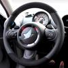 For Mini R55 R56 R57 R58 R59 R60 R61 Hand Stitched Non-slip Car Steering Cover DIY Blue Stitch Napa Leather Car Interior q3
