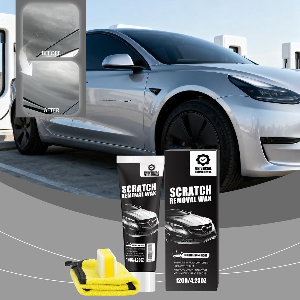 Scratch Removal Wax 120g, Car Paint Scratch Repair Wax with Sponge & Cloth, Auto Surface Care