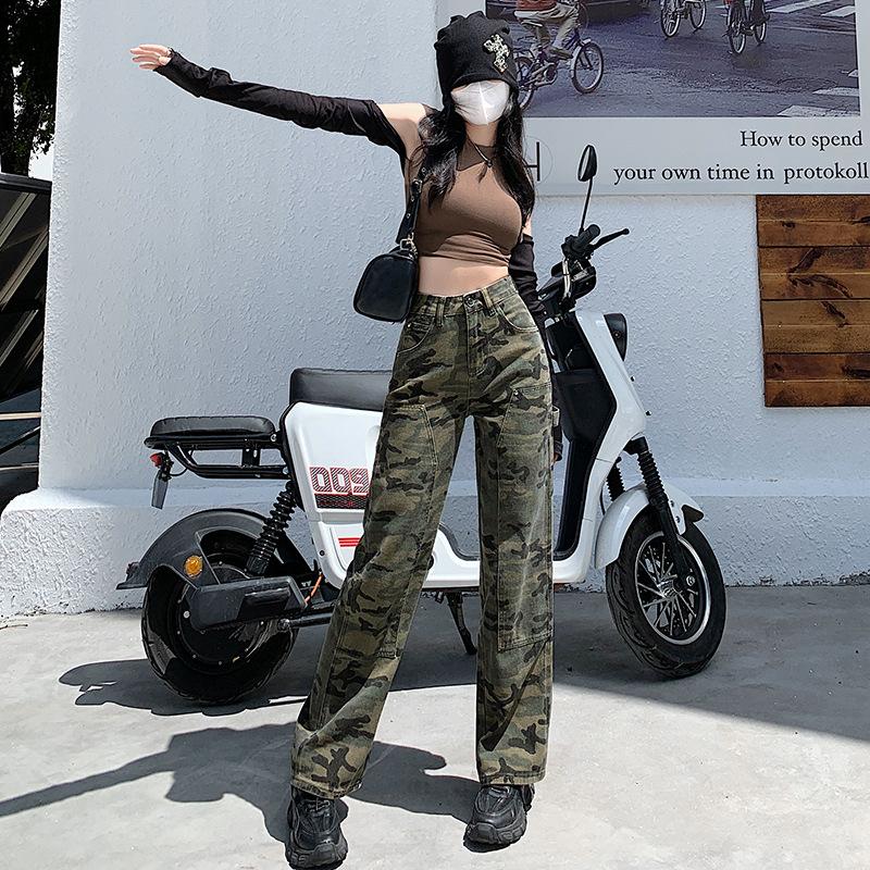Рабочие брюки в стиле ретро-камуфляж для женщин, уличные хип-хоп, весна и лето, новые свободные повседневные женские джинсы