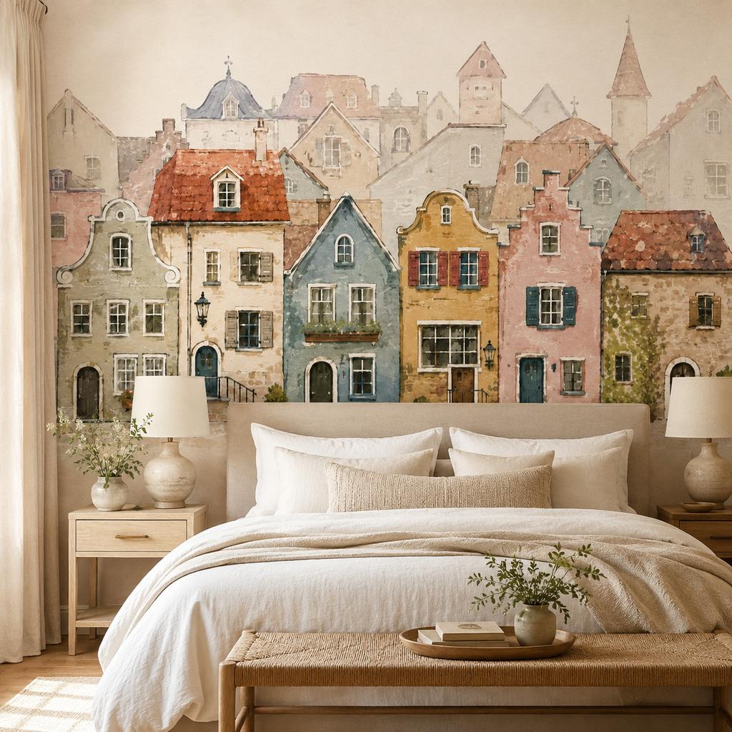 Акварельные обои с изображением голландского town wall mural, домик, скандинавский декор для дома, стена-фон для спальни, требуется клей, не самоклеящиеся