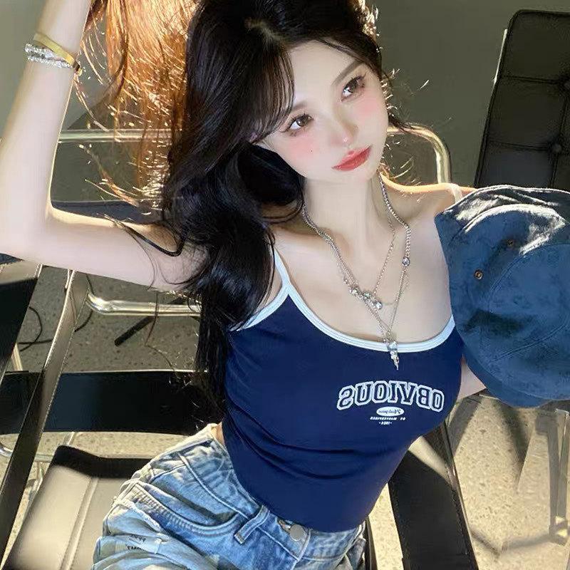 Alphabet Spice Sports Camisole Girly Girl с бюстгальтером-прокладкой под майкой, чтобы предотвратить обнажение и носить короткий топ