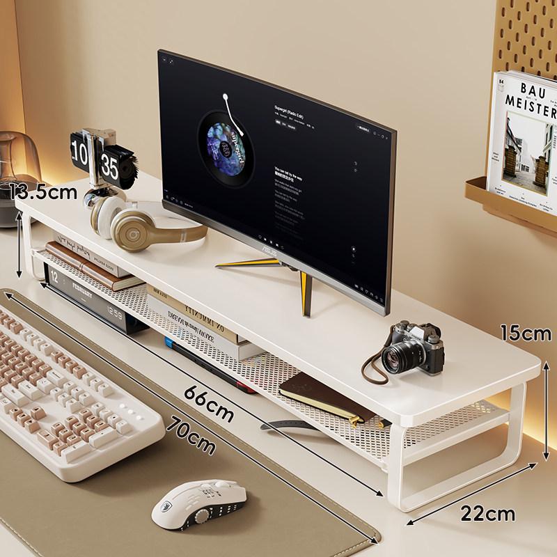 Desktop Monitor Riser with Pull-out Keyboard Tray and Laptop Stand