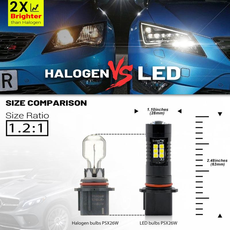2x For Toyota Highlander 2011 2012 2013 PSX26W 12278 Front LED Driving Fog Light Bulbs Canbus Bumper Foglamps Replacement