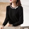 Осенне-зимний женский топ с длинным рукавом и французским бантом, модный внутренний свитер, трикотаж