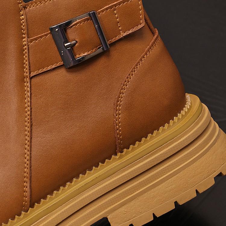 Men's Chelsea Leather Slip-On Boots - High-Top, British Style, with Inner Height Increase and Martin Boot Warmth.