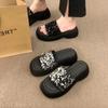 Premium Platform Sandals Half-drag Women's Summer Wear Exquisite New Sequined Muffin Bottom Women's One-word Drag Shoes