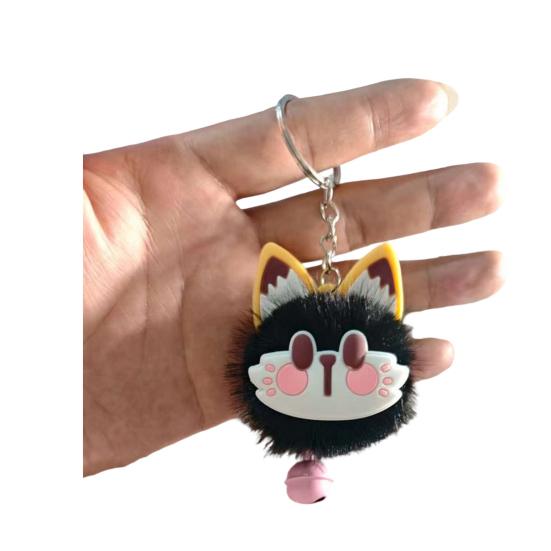 Брелок-подвеска с колокольчиком Лисий Меховой Лицевой Розовые Следы Лап Мягкий Плюшевый Брелок Сумки Рюкзаки Декоративные Аксессуары