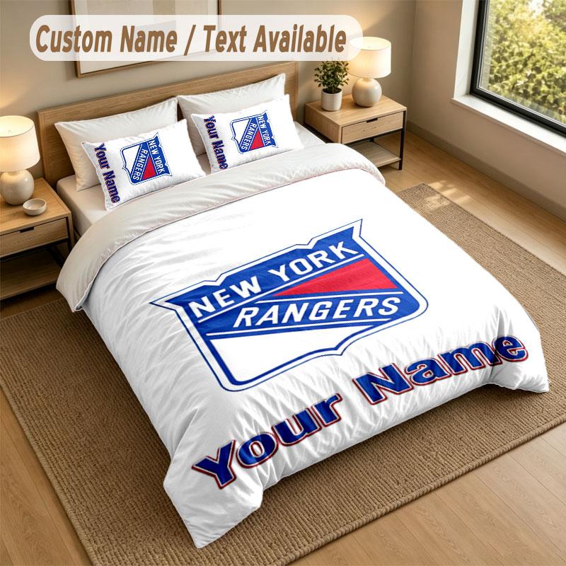 Bedding Set 1 Duvet Cover 2 Pillowcases New York Rangers Print Soft Bed Linen Bedroom Decor
