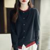 Knitted Cardigan Women's Colour Block Sweater Loose Long Sleeve Top