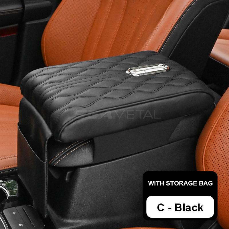 SEAMETAL Thicken Car Armrest Box Cushion Soft Sponge PU Leather Arm Rest Extender Pad Center Console Elbow Support Tissue Holder