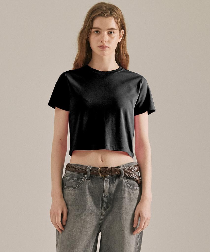 BASIC HOUSE [2Pack] Women'S Round Cropped Short Sleeve T-Shirt 2 Pack (10 Colors) Lats0202