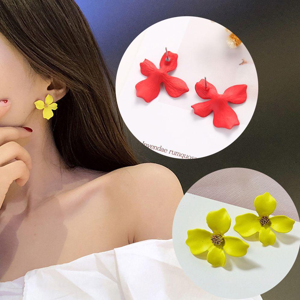 Wedding Ear Hook Petal Stud Earrings Bohemia Spray Paint Ear Stud Dangle Flower Earrings Ear Studs