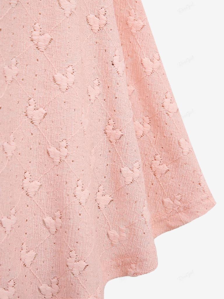 Rosegal Plus Размер Кружевная отделка Поворотная бабочка Вышивка крючком Полый текстурированный топ