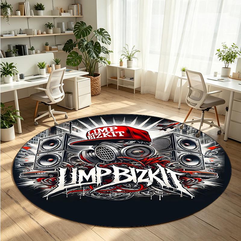 Limp Bizkit Printed Round Crystal Velvet Rug Soft Non Slip Floor Carpet For Bedroom Holiday Gift
