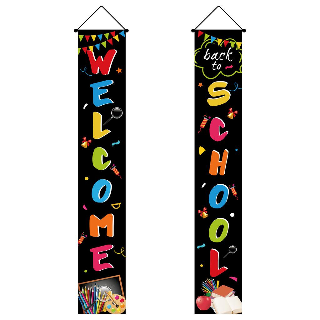 Подвесной баннер «С возвращением в школу», вывеска для крыльца для украшения класса в помещении и на улице, 11,81 X 70,87 дюйма