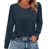 Women's Fashion Casual Long Sleeve Solid Color Shirt Women's Round Neck Tops