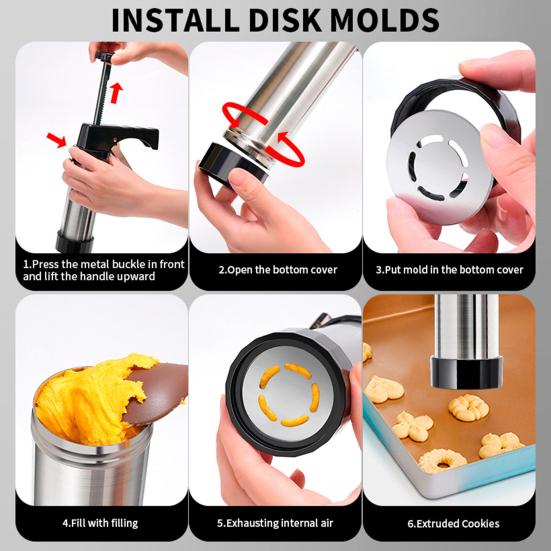 Съемная трубка для украшения печенья с различными конструкциями. Простая в использовании. Чистый пищевой удобный инструмент для прессования печенья.