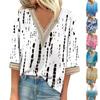 Women's Shirt Blouse Casual Loose Shirts 3/4 Sleeve Lace Trims Print V Neck Tops Print Tops T-shirts Tee