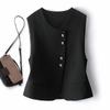 Stylish and Trendy Short Waistcoat Jacket for Women, Sleeveless Round Collar Vest with Fashionable Design for Spring and Autumn