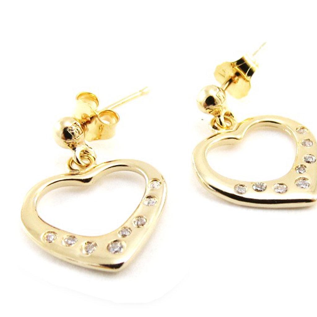 Les Trésors De Lily [J1013] - Gold Plated 'Love' Earrings White Gold - 13x18 Mm