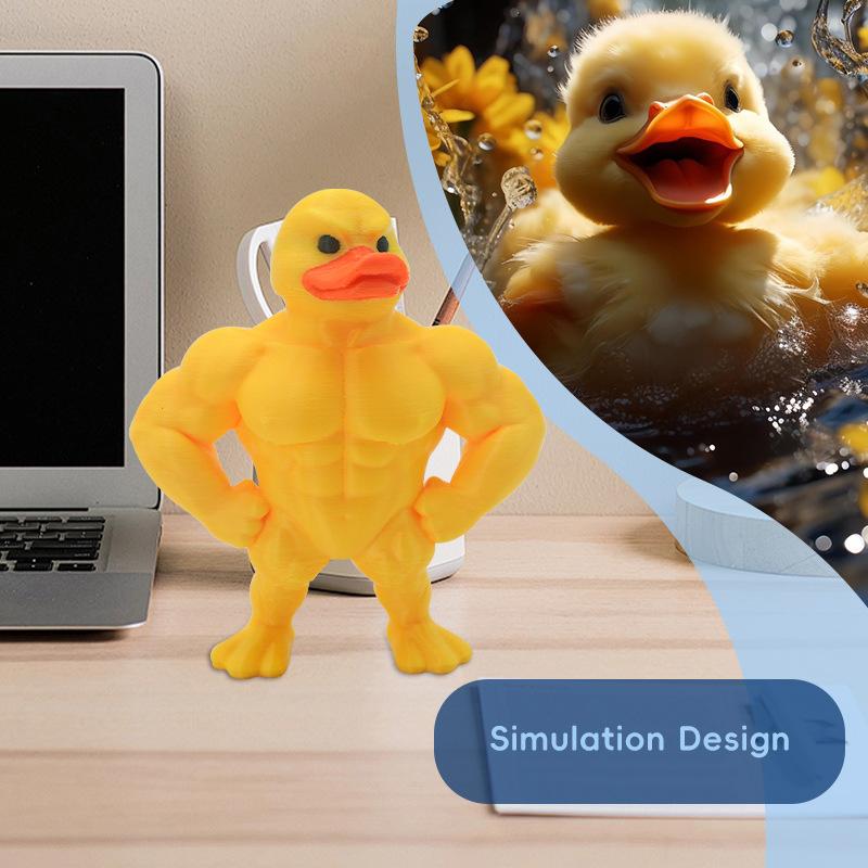 Статуэтка Утки с Мышцами 3D Настольный Декор Милая Фигурка для Книжной Полки Причудливая Домашняя Аксессуар Подарок на Вечеринку Забавный Подарок для Детей и Взрослых