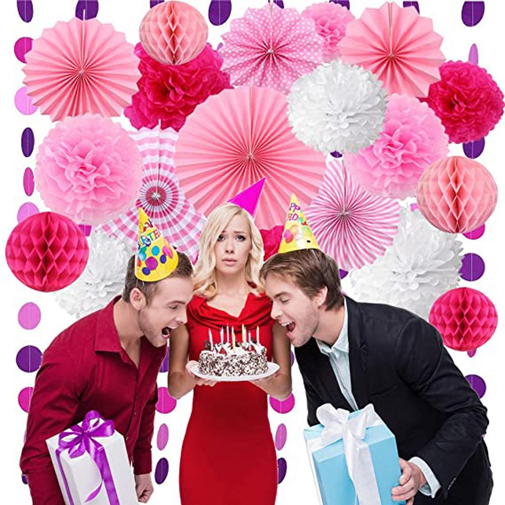 Вечеринка День рождения Украшение Оформление Бумажный веер Цветок Сотовый шар Бумажный шар-цветок Чехол для воздушного шара Оформление на день рождения ребенка