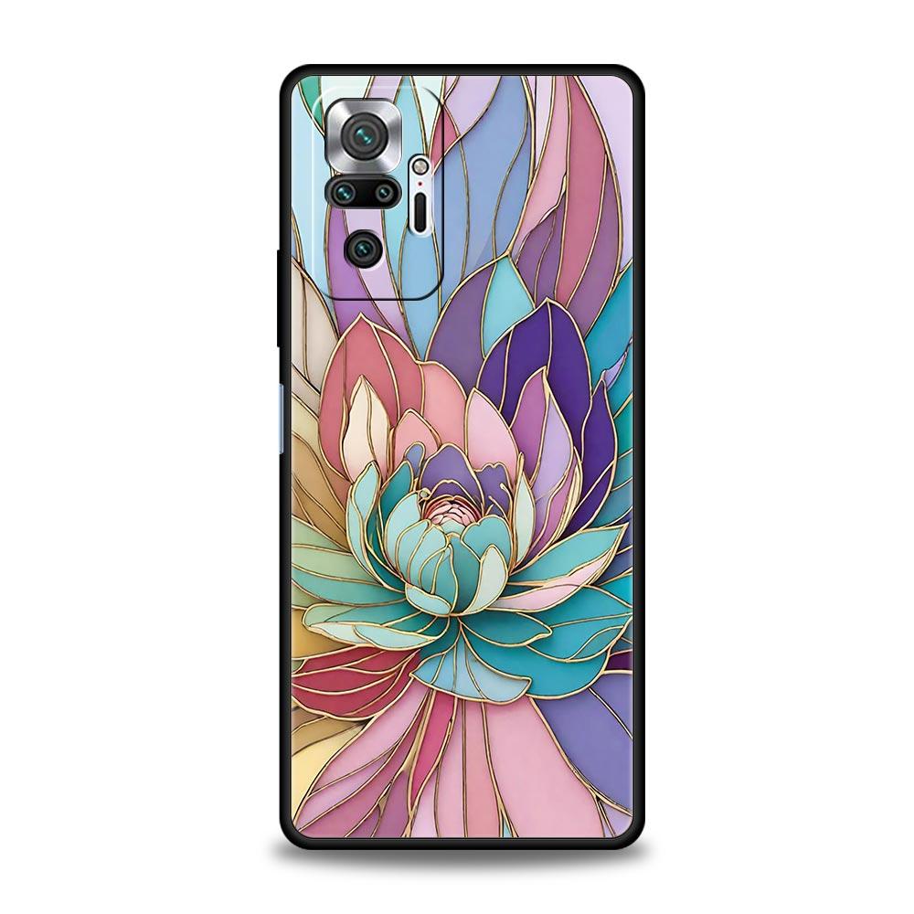 Модный чехол для телефона с цветочным узором для Xiaomi Redmi Note 14 13 5G 10 11 12 Pro Plus 4G 14C 13C 12C 10C Черный чехол