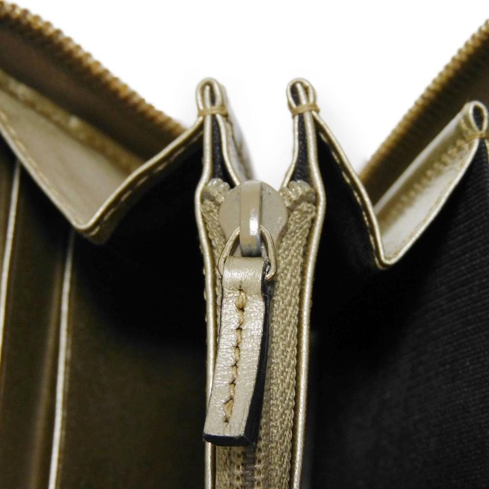 Used Guccissima Ribbon Zip-Around Wallet (9539) 388680 7940 Zip Around Micro GG Ribbon Champagne Gold Women's from