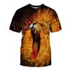 Футболка с принтом льва 3D, короткий рукав, мужская спортивная одежда, летние футболки с круглым вырезом, большие размеры, простые мужские футболки