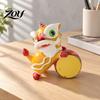 Decorative Resin Statue Chinese Style Lion Dance Figurine, Traditional Dancing Statue, Cute Animal Sculpture Desktop Ornament for Home Office,